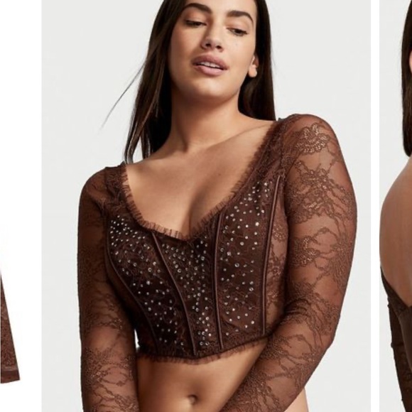 Victoria's Secret Dream Angels Brown Mesh Corset Top-NEW WITH TAGS - Main Image